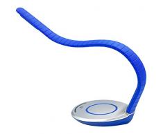 ALCO 9079 Lampe de bureau LED 5 W avec revêtement en silicone à 7 niveaux de luminosité très flexible Qi, Plastique/métal, bleu 5W 230V