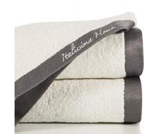 Eurofirany Lot de 6 Serviettes de Toilette en Coton avec Impression Bicolore, 50 x 90 cm, Couleur crÃ¨me