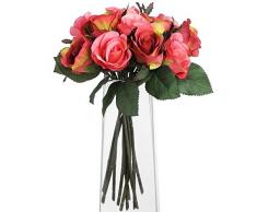 Hill Interiors Bouquet de Roses Rouges Arbuste artificiel, rouge/vert/rose/vert clair