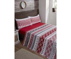 Rapport Jacquard Coton brossé de lit, Coton, Red, Simple
