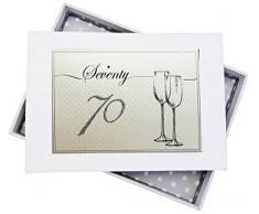 Blanc Coton Cartes danniversaire Ãge 70 flûtes Album Photo, Tableau, Blanc, 12.5 x 17.5 x 2.5 cm