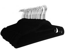 Solutions de Roman Mince en Velours floqué antidérapant Cintre avec Barre pour Pantalon, Noir, Lot de 4