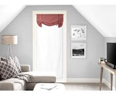 Soleil docre Vichy Voilage, Voile, Brise bise, Coton, Rouge, 70 x 200 cm
