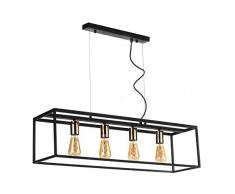 ONLI Lampe à suspension à 4 lumières, Noir, Or