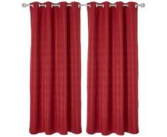 Deconovo Rideau Occultant Chambre Adulte avec Motif Salon Couche de Mousse Cuisine à Oeillets Restaurant Isolant Thermique 2 Pcs, Polyester, Rouge, 140x245cm