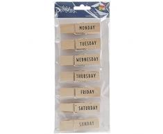 American Crafts Homegrown Pinces à Linge en Bois 1,9 x 7,6 cm 7/pkg-Days de la Semaine