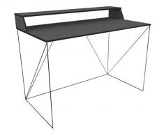 Walter Bureau Design Industriel Laqué Noir Métal et MDF avec Etagère 120 x 63 x 89-75 cm