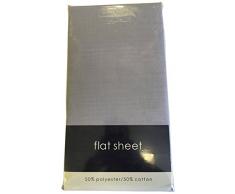 Rapport Facile dentretien Infroissable Drap Plat, Coton Polyester, Ciel, Double