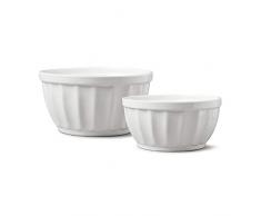 WM Bartleet & â¿Sons 1750 TSET110 Lot de 2 bols de cuisine traditionnels en porcelaine cannelÃ©e 1200 ml & â¿700 ml â Blanc