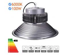 Jandei - Projecteur LED suspension 100W, 150W, 200W blanc froid 6000K cloche led pour garaje, atelier, entrepÃ´t, magasin 185 /240V ac pour interieure [Classe Ã©nergÃ©tique A++] (100)