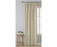 Deconovo Rideau Occultant Anti Chaleur Thermique Moderne Cuisine Chambre Fenêtre Intérieur Galon Fronceur Balcon pour Salon de Porte 1 Pcs, Tissu, Beige Foncé, 140x175cm