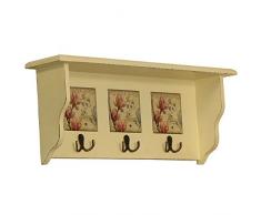 Carrick Motif Magnolia Bois/céramique Cintre 56 x 12 x 25 cm, Multicolore