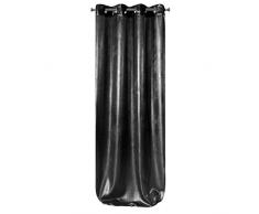 Eurofirany Rideaux Jacquard à 8 Åillets élégants et Brillants avec Coutures argentées, pour Salon, Chambre à Coucher, Salon ou Chambre à Coucher Noir/argenté 140 x 250 cm