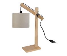 Tosel 90307 Lampe Bureau 1 Lumière, Bois/, E14, 40 W, Gris, 27 x 50 cm