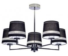 TP24Â ampoule Lustre 5Â bras Noir avec dÃ©coupe Abat-jour avec Chrome