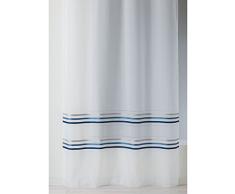Home Maison HM6944300 Voilage à Basses Rayures Tissées Polyester Bleu 140 x 240 cm
