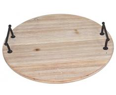 REVIMPORT 09/0732 Plateau avec Anses Métal Loft Bois Marron 45 x 45 x 9 cm