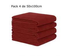 ForenTex Liso(2839) Lot de 4 Serviettes de Bain Multi-usages, lavabo, Main, Coiffeuse, 100% Coton, 50 x 100 cm