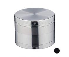 Relaxdays 10027641_55 Broyeur, 4 Parties, passoire, Poche Pollen, grattoir, Couvercle, Moulin Tabac en mÃ©tal 5x17 cm,argentÃ©