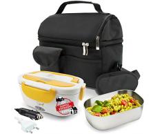 Spice Set sac isotherme avec bandouliÃ¨re + chauffe-plat jaune en inox, bac amovible en acier inoxydable Borsa Term + Doppio Voltaggio 1,5 L Bianco,giallo,nero