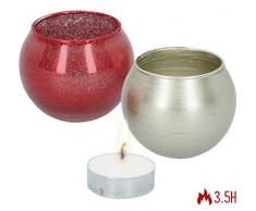 CB 30927 Lot de 2 photophores avec Bougie en Verre 7 x 5 cm