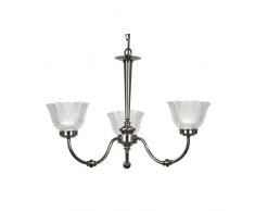 Oaks Lighting Lustre 3 lampes Bleckley Plafonnier avec abat-jours en verre transparent Finition argent Antique