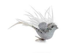 EUROCINSA Euroscinsa Ref.27017 Navidad, paillasson Scintillant Plumes, boîte de 6 unités, Argent/Blanc, 11 x 20 cm