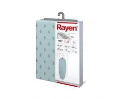Rayen | Housse pour table Ã repasser Universelle | 3 Ã©paisseurs: mousse, molleton et tissu 100 % coton | Gamme Medium de Rayen | 127x51 cm | Bleu clair imprimÃ© gris