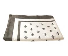 Campagne Table Linen Nappe Motif Fleur de lys Gris