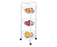 MSV 110515 Desserte de Cuisine avec 3 corbeilles 78x32x32cm de métal en Blanc, 78x32x32 cm