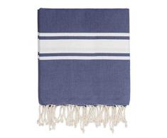 Moorish Idol - Fouta Rayure Classique- 200cm x 200cm- Bleu Jean