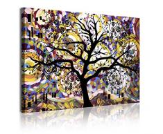 Dekoarte 370 - Tableau moderne sur toile montÃ© sur cadre en bois, design Gustav Klimt arbre de vie sur fond de style Van Gogh, 1 piÃ¨ce 120x80cm