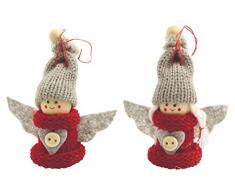 Villa dEste Home Tivoli Folk cintres pour garÃ§on et Fille avec Ailes, Bois/Tissu, Rouge/Gris, 3Â x 7Â x 9Â cm