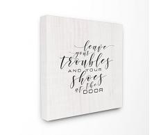 Stupell Industries Laisser Vos Troubles et Chaussures à la Porte tendue sur Toile Décoration Murale, 24 x 1,5 x 24, fabriqué aux Etats-Unis