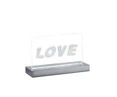 Reality Leuchten r52521106Â Love A, LED Lampe de table Motif, acrylique, 7Â watts, intÃ©grÃ©, chrome, 10,5Â x 20Â x 12,7Â cm