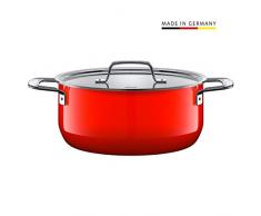 Silit Zeno Red Faitout 24 cm avec Couvercle en métal et marmite en céramique Fonctionnelle Silargan Rouge 4,4 l