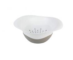 Colandish 1902-SWâ¿Passoire, Plat de service, Passoire, Bol à pâtes, Silicone, 2,84 litres, Pierre et Blanc