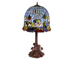 World Art TWGF16111 Lampe de Table Lotus, Verre, E27, 60 W, Multicolore, 76xÃ40 cm