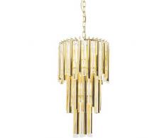 Kare Palazzo Pole Gold Suspension avec armature en acier nickelÃ© et pierres dÃ©coratives en verre Transparent Ã 35 cm