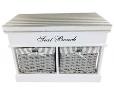 Geko Banc avec 2 paniers et Couvercle Blanc 70 cm Taille Unique