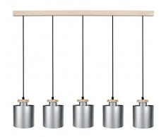 Tosel 21035 Lustre 5 Lumières, Acier, E27, 40 W, Noir, 90 x 90 cm