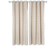 Deconovo Rideau Occultant Chambre Adulte Motif Salon Couche de Mousse Cuisine à Oeillets Restaurant Isolant Thermique 2 Pcs, Polyester, Beige, 140x175cm