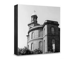 COGNOSCO HG-F112 Tableau Mural en Bois avec Photo darchitecture Frankfurt Motif Paul Skirch Noir/Blanc 15 x 15 cm