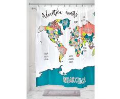 iDesign Novelty EVA 12 Åillets, Rideau hydrophobe en PEVA sans BPA, Accessoire Salle de Bain Moderne pour Douche ou Baignoire, Multicolore, 182,9 cm x 0,3 cm