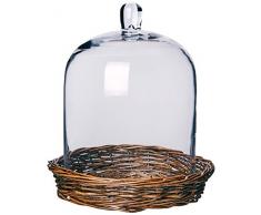 Better & Best Fanal avec Assiette, en rotin, en Verre, Marron, 24Â x 24Â x 28Â cm
