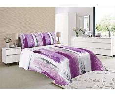 ForenTex M-2686 Couvre-lit pour lit de 105 cm rÃ©versible avec Impression Thermique pour Printemps/Ã©tÃ© Violet 200 x 260 cm