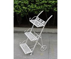 Euronovità Porte Plantes avec Roues, Fer forgé, crème, Large