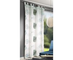 HomeMaison Tampons de Cartes Postales Voilage ImprimÃ© Polyester, Turquoise, 245x135 cm