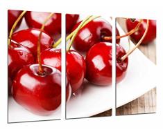 Tableau Moderne Photographique, Impression sur bois, Fruit Shop, Fruits sur plaque, Cerises rouges, 97 x 62 cm, ref. 26944