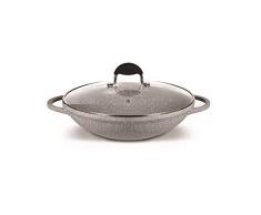 Bialetti 0F6WK032 Speciali Petravera Wok (avec couvercle) 32 cm, induction Aluminium
